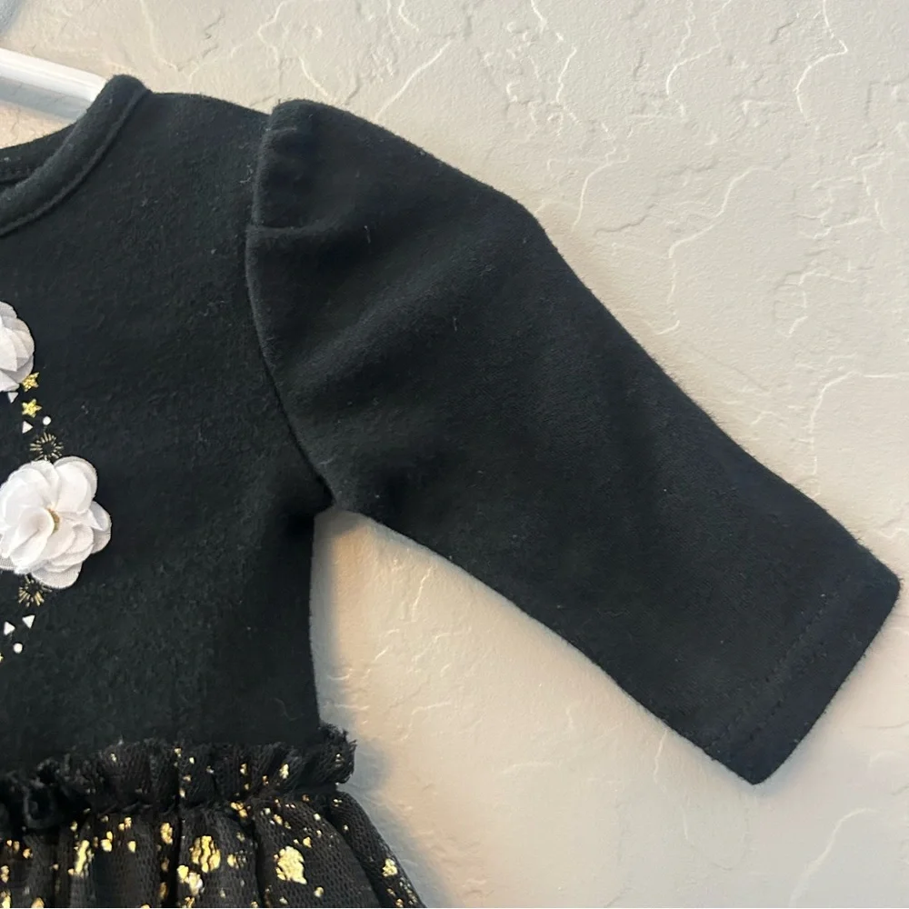 ⭐️Baby starters my first new year black and gold tutu skirted bodysuit newborn
